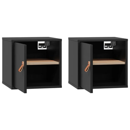 Armários de parede 2 pcs 31,5x30x30cm pinho maciço branco preto
