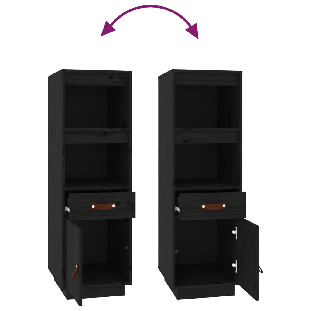 Aparador alto 34x40x108,5 cm pinho maciço preto