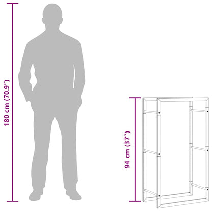 Suporte para lenha 50x28x94 cm aço preto mate