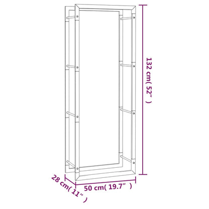 Suporte para lenha 50x28x132 cm aço preto mate