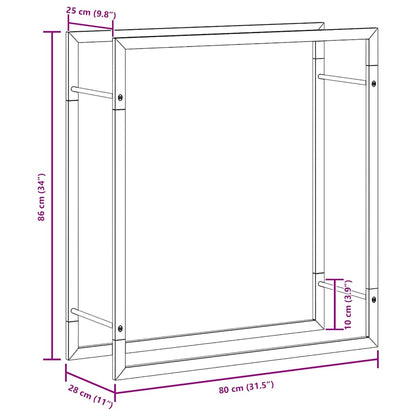 Suporte para lenha 80x28x86 cm aço preto mate
