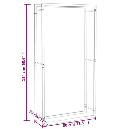 Suporte para Lenha Preto Mate 80x28x154 cm Aço