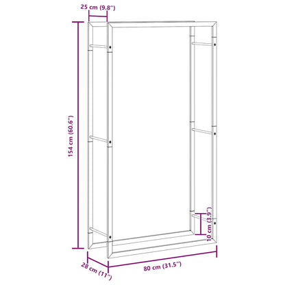 Suporte para Lenha Preto Mate 80x28x154 cm Aço