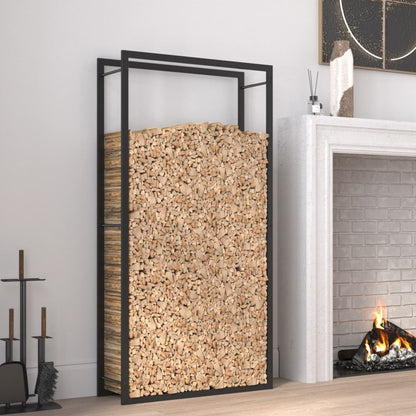 Suporte para Lenha Preto Mate 80x28x154 cm Aço
