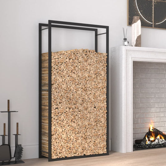 Suporte para Lenha Preto Mate 80x28x154 cm Aço