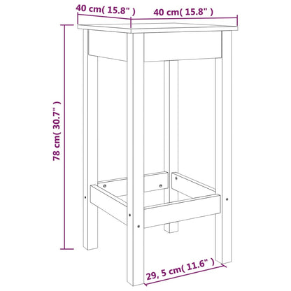 Cadeiras de bar 2 pcs 40x40x78 cm madeira de pinho maciça preto