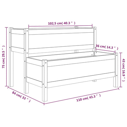 Vaso/floreira 110x84x75 cm pinho maciço branco