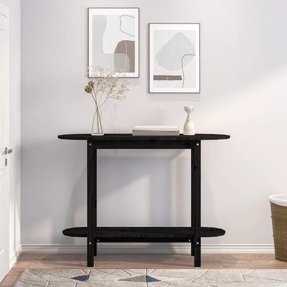 Mesa consola 110x40x80 cm madeira de pinho maciça preto