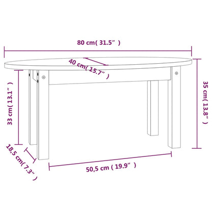 Mesa de centro 80x40x35 cm madeira de pinho maciça branco