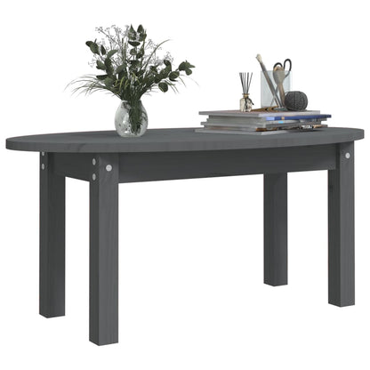 Mesa de centro 80x40x35 cm madeira de pinho maciça cinzento