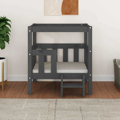 Cama para cães 65,5x50,5x70 cm madeira de pinho maciça cinza