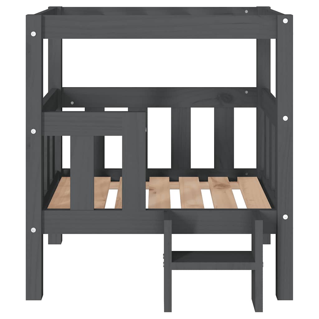 Cama para cães 65,5x50,5x70 cm madeira de pinho maciça cinza