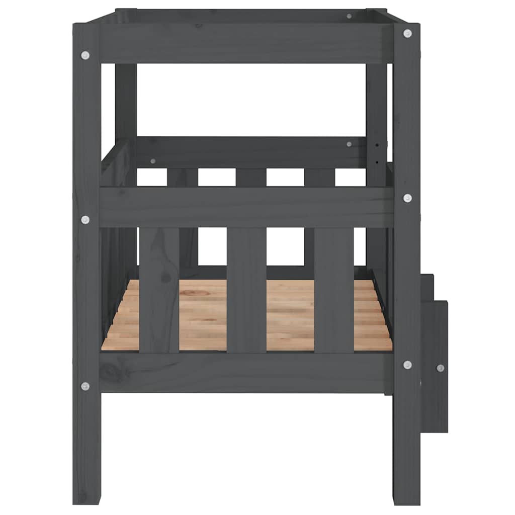 Cama para cães 65,5x50,5x70 cm madeira de pinho maciça cinza