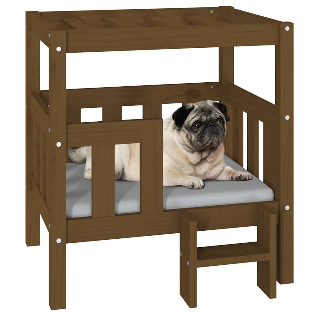 Cama para cães 65,5x50,5x70 cm pinho maciço castanho mel