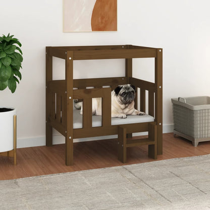 Cama para cães 65,5x50,5x70 cm pinho maciço castanho mel