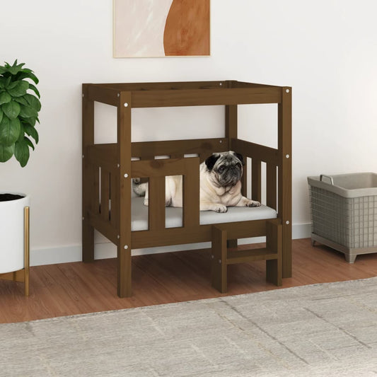 Cama para cães 65,5x50,5x70 cm pinho maciço castanho mel