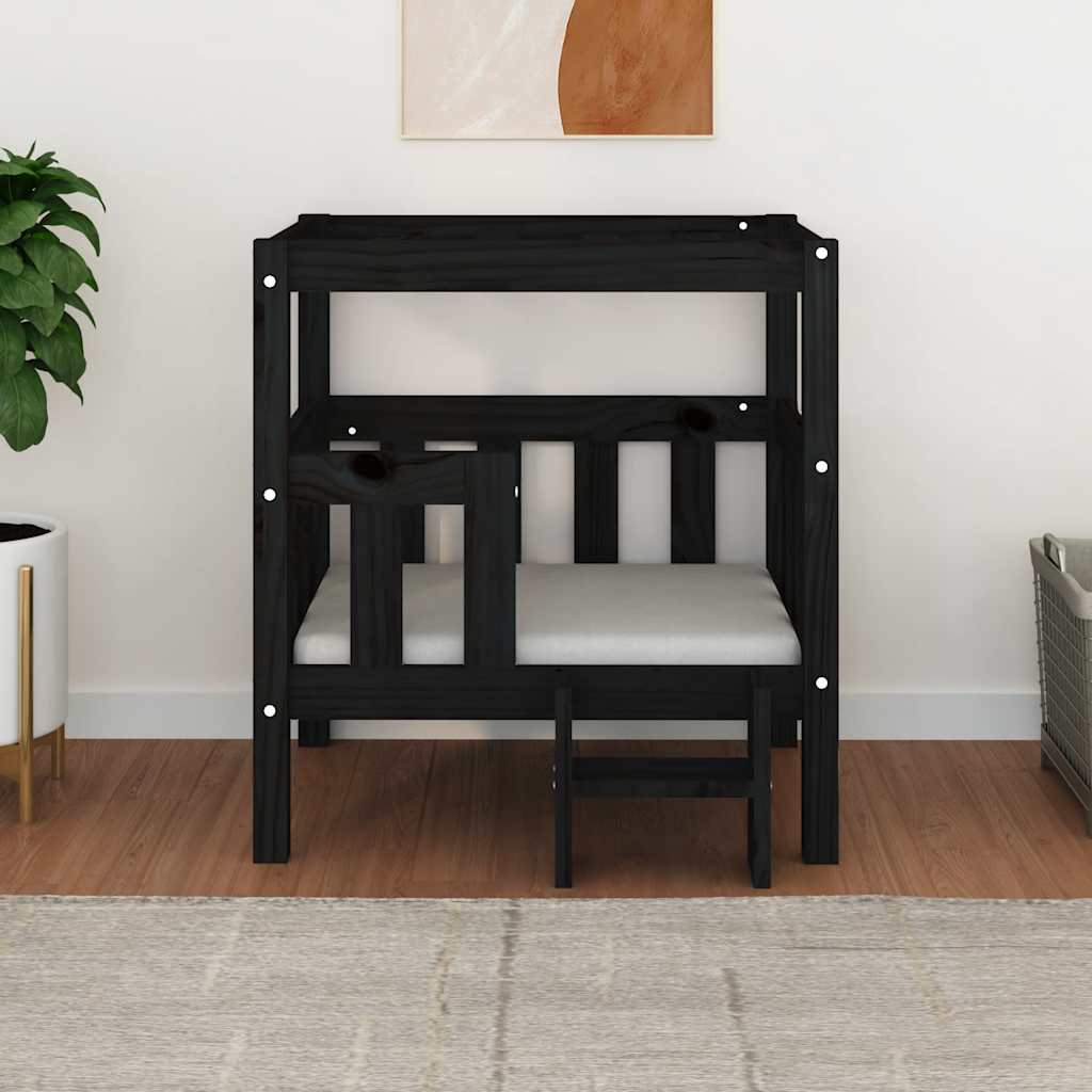 Cama para cães 65,5x50,5x70 cm madeira de pinho maciça preto