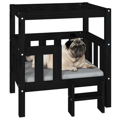 Cama para cães 65,5x50,5x70 cm madeira de pinho maciça preto