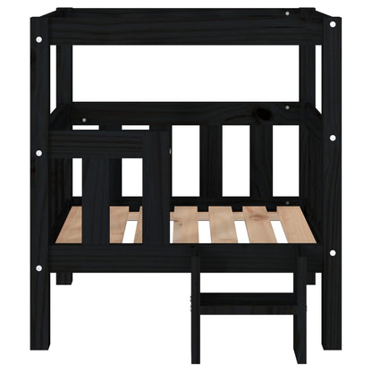 Cama para cães 65,5x50,5x70 cm madeira de pinho maciça preto