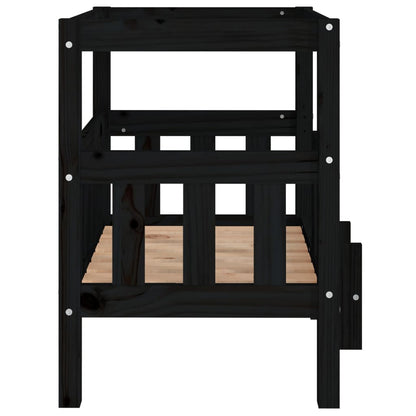 Cama para cães 65,5x50,5x70 cm madeira de pinho maciça preto