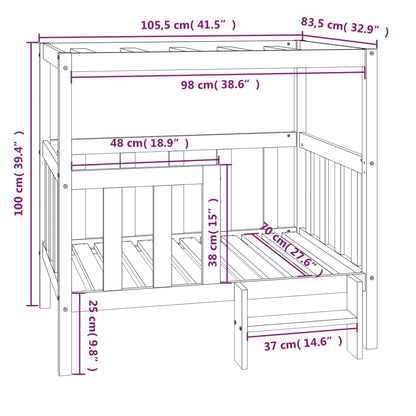 Cama para cães 105,5x83,5x100 cm pinho maciço castanho mel