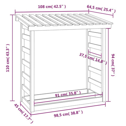 Suporte para lenha 108x64,5x110 cm pinho maciço