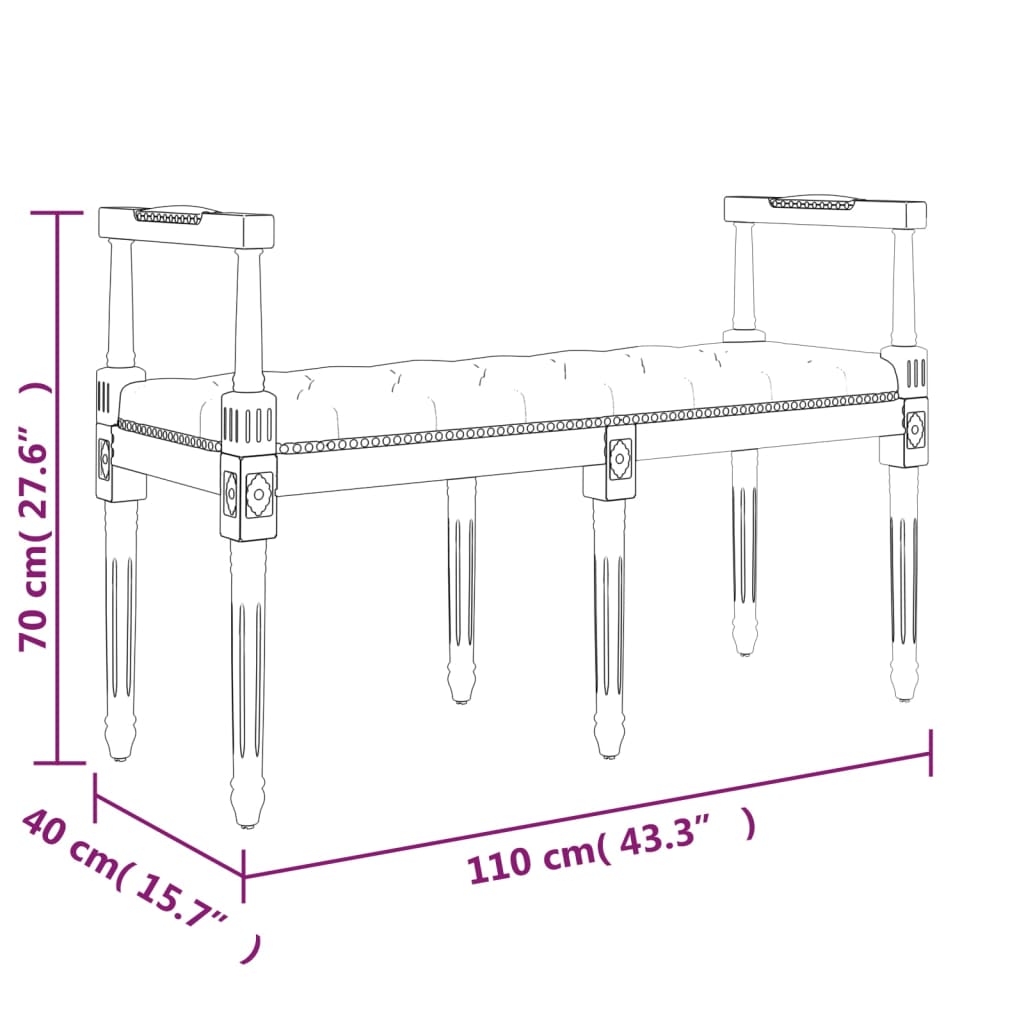 Banco 110x40x70 cm veludo preto
