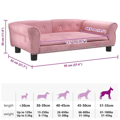 Cama para cães 95x55x30 cm veludo rosa