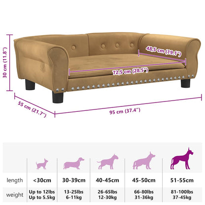 Cama para cães 95x55x30 cm veludo castanho