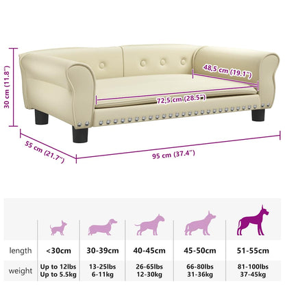Cama para cães 95x55x30 cm couro artificial cor creme