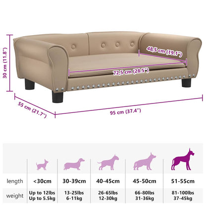 Cama para cães 95x55x30 cm couro artificial cor cappuccino