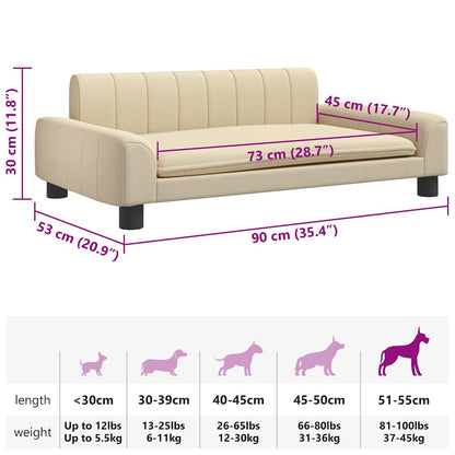 Cama para cães 90x53x30 cm tecido cor creme