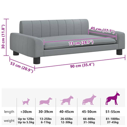 Cama para cães 90x53x30 cm tecido cinzento-claro