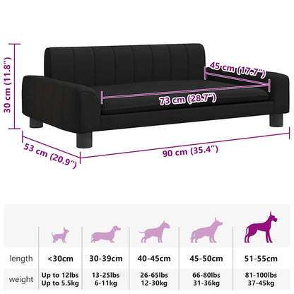 Cama para cães 90x53x30 cm couro artificial preto
