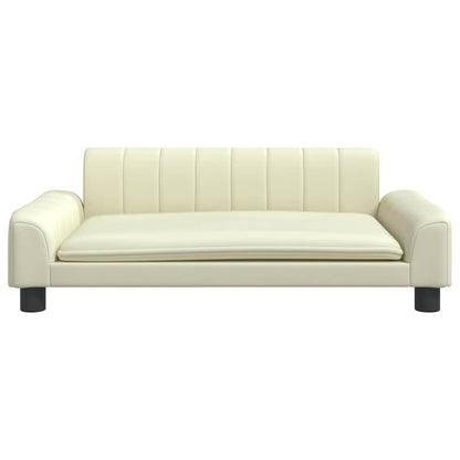 Cama para cães 90x53x30 cm couro artificial cor creme