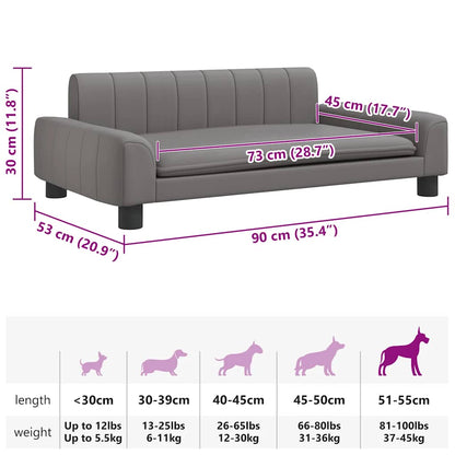 Cama para cães 90x53x30 cm couro artificial cinzento