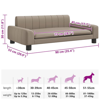 Cama para cães 90x53x30 cm couro artificial cappuccino