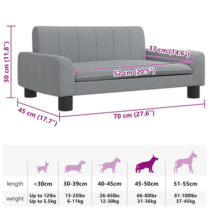 Cama para cães 70x45x30 cm tecido cinzento-claro