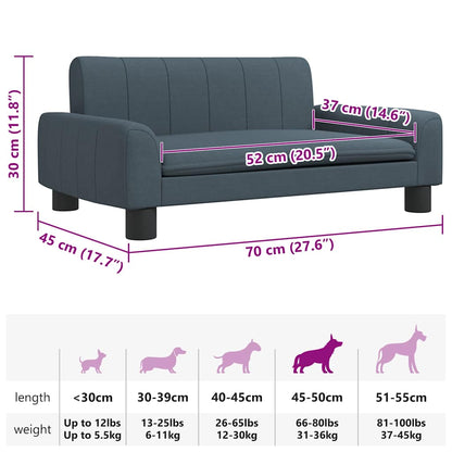 Cama para cães 70x45x30 cm tecido cinzento-escuro