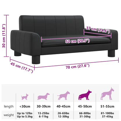 Cama para cães 70x45x30 cm couro artificial preto