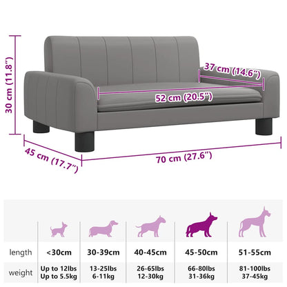 Cama para cães 70x45x30 cm couro artificial cinzento