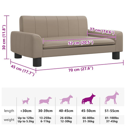 Cama para cães 70x45x30 cm couro artificial cappuccino