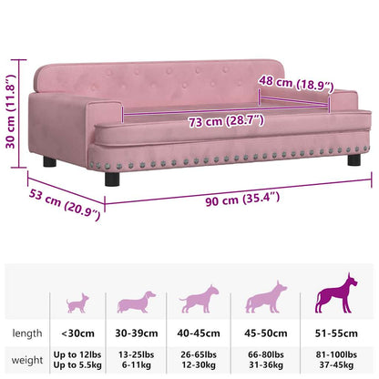Cama para cães 90x53x30 cm veludo rosa