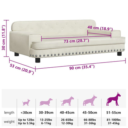 Cama para cães 90x53x30 cm veludo cor creme