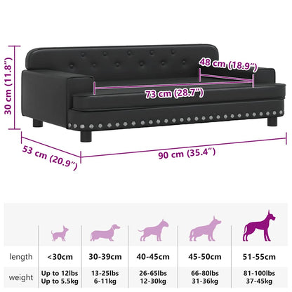 Cama para cães 90x53x30 cm couro artificial preto