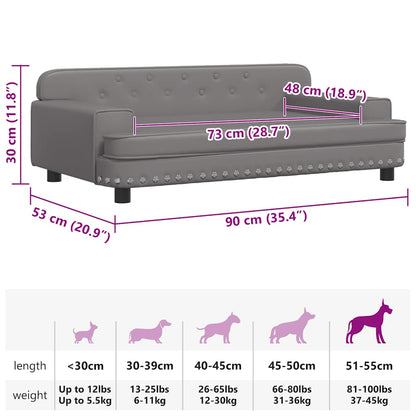 Cama para cães 90x53x30 cm couro artificial cinzento