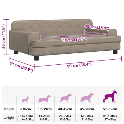 Cama para cães 90x53x30 cm couro artificial cappuccino