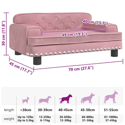 Cama para cães 70x45x30 cm veludo rosa