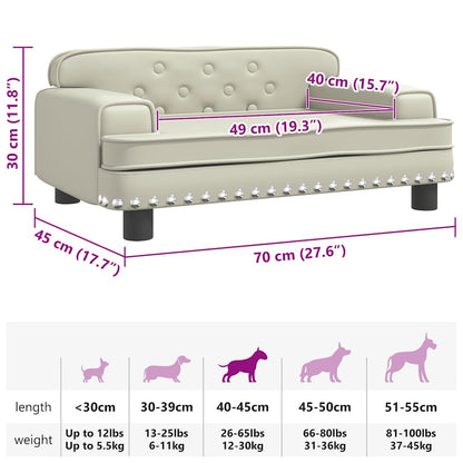 Cama para cães 70x45x30 cm couro artificial cor creme