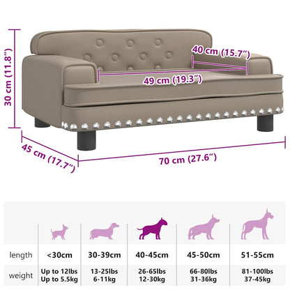 Cama para cães 70x45x30 cm couro artificial cappuccino